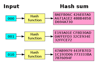 Graphic showing inputs, hash functions, and hash sums