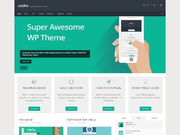 Evolve WordPress theme screenshot Evolve WordPress theme screenshot