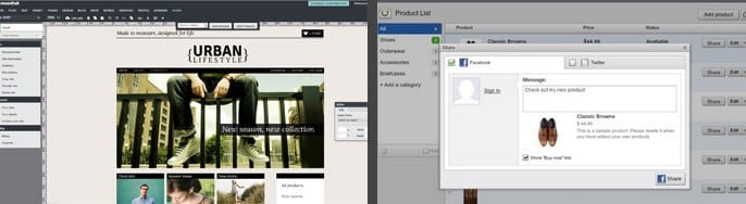 Screenshots of Moonfruit's site builder and online store systems Screenshots of Moonfruit's site builder and online store systems