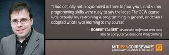 Photo and quote from Robert Talbert about his OCW experiences