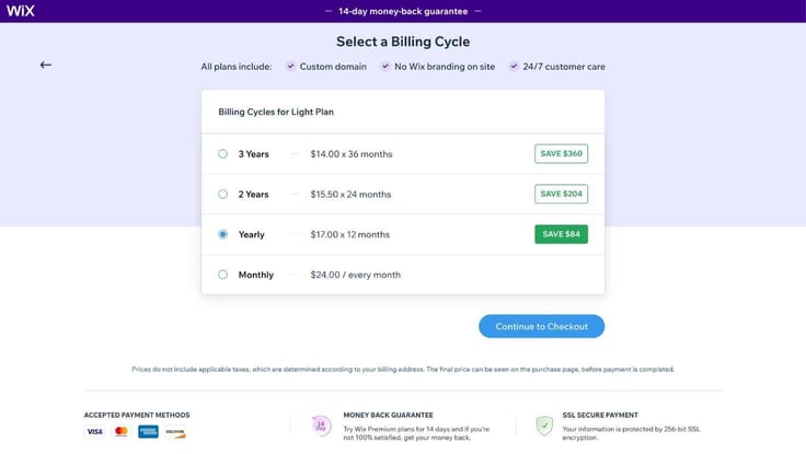 Light plan billing cycles