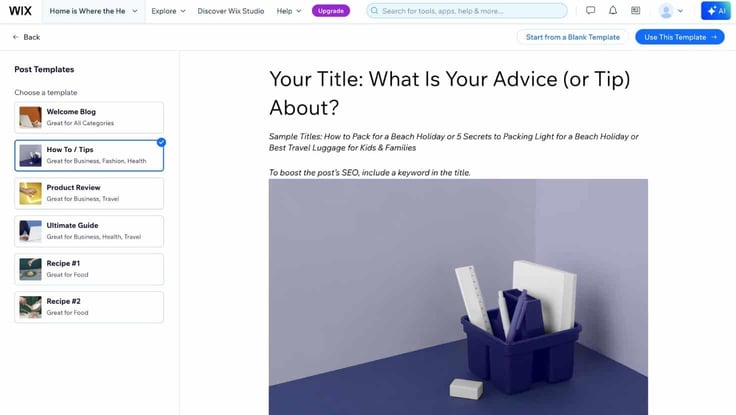 wix blogging templates