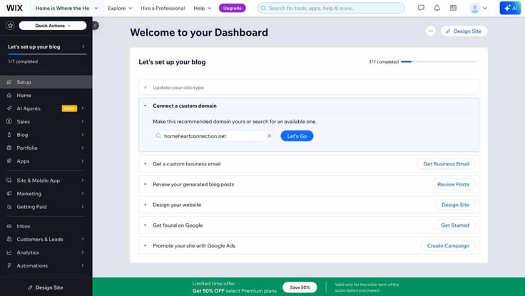 wix dashboard