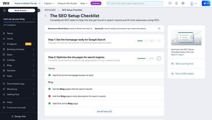 seo setup checklist