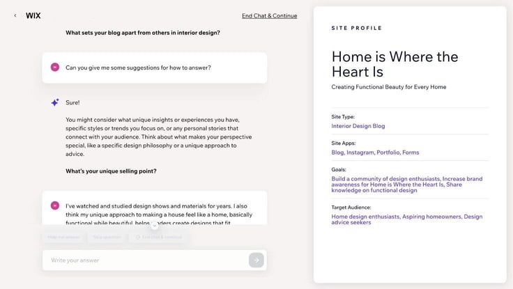 Wix setup questionnaire
