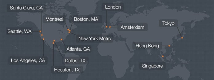 Map of Internap data centers