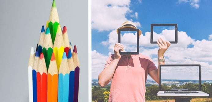 Photo of colored pencils and conceptual color choice photo Photo of colored pencils and conceptual color choice photo