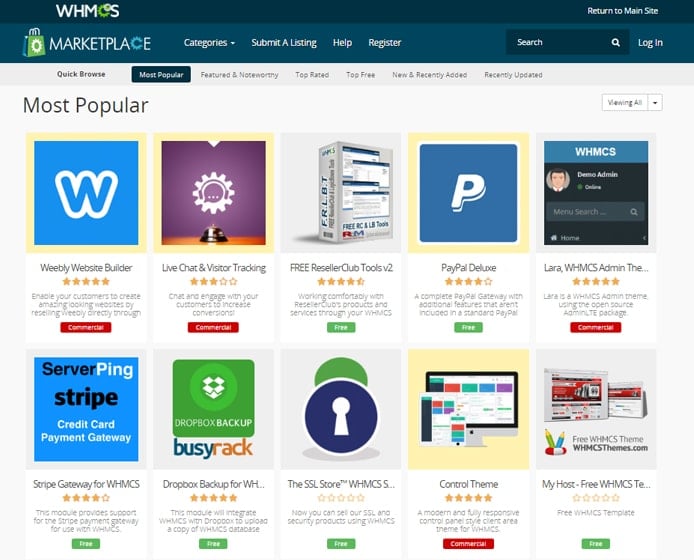 Screenshot of WHMCS Marketplace Screenshot of WHMCS Marketplace