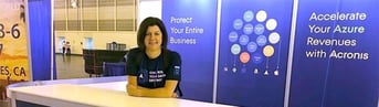 Employee at the Acronis booth at HostingCon 2016