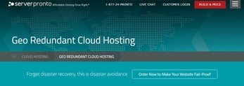 Screenshot of ServerPronto's geo redundant cloud hosting page