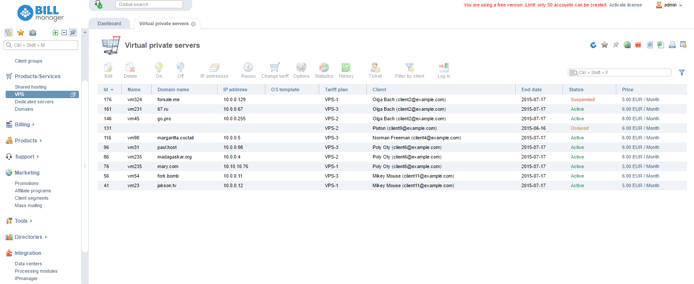 Screenshot of BILLmanager demo Screenshot of BILLmanager demo