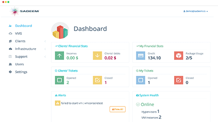 Screenshot of Sadeem dashboard Screenshot of Sadeem dashboard