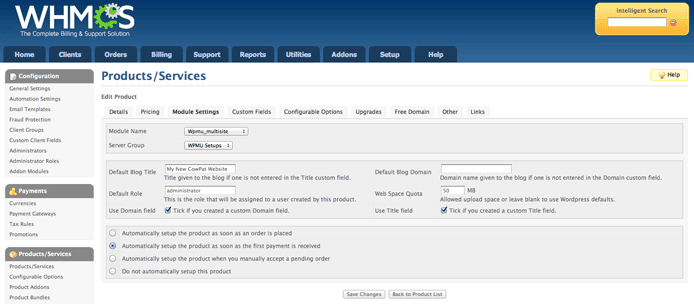 WHMCS dashboard screenshot WHMCS dashboard screenshot