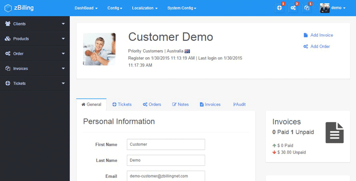 Screenshot of ZBilling NET Screenshot of ZBilling NET