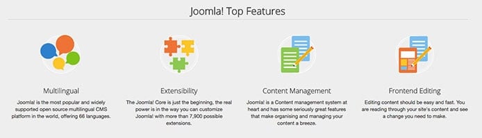 Screenshot of Joomla's top features Screenshot of Joomla's top features