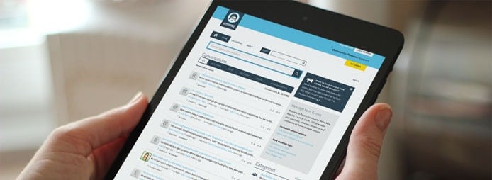 Mockup of Get Satisfaction portal on a tablet