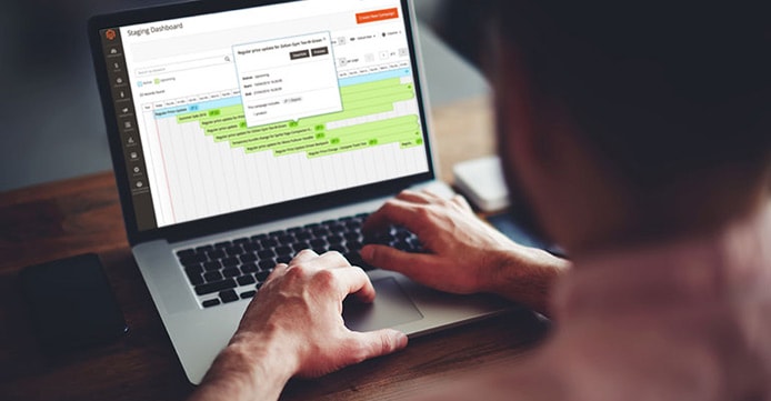 Mockup of a person working on Magento on a laptop Mockup of a person working on Magento on a laptop