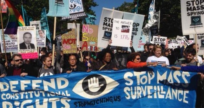 People protesting NSA surveillance People protesting NSA surveillance