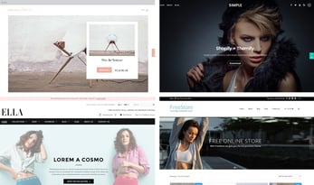 Screenshots of four eCommerce WordPress themes