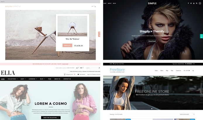 Screenshots of four eCommerce WordPress themes Screenshots of four eCommerce WordPress themes