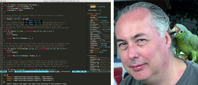 Screenshot of Vim and picture of Bram Moolenaar Screenshot of Vim and picture of Bram Moolenaar