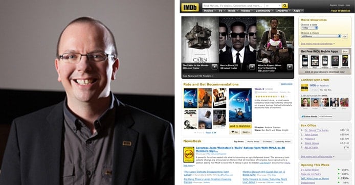 Picture of Col Needham and screenshot of IMDb homepage Picture of Col Needham and screenshot of IMDb homepage