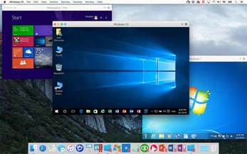 Screenshot of Mac desktop running Windows 7, 8, and 10
