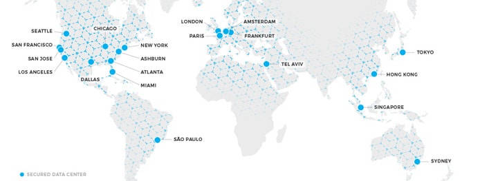Map of StackPath's datacenter locations Map of StackPath's datacenter locations
