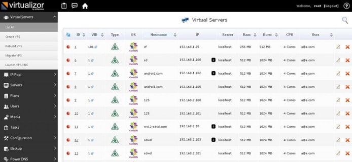 Screenshot of Virtualizor interface Screenshot of Virtualizor interface