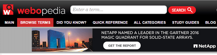 Screenshot of Webopedia homepage