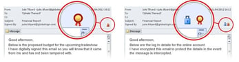 Screenshots showing how to secure emails