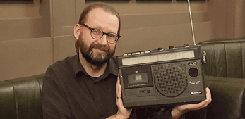 Mads posing with the original radio Mads posing with the original radio