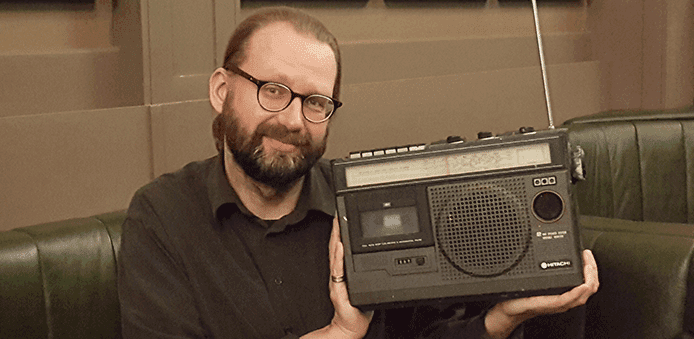 Mads posing with the original radio Mads posing with the original radio