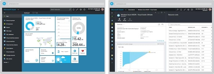 Screenshots of Azure's management portal Screenshots of Azure's management portal