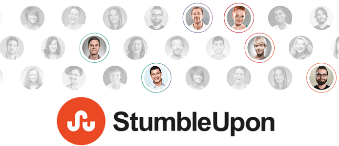 StumbleUpon logo and photos of web users StumbleUpon logo and photos of web users
