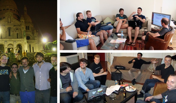 Collage of Piwik developers meeting informally