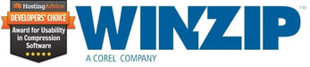 Award badge and WinZip logo