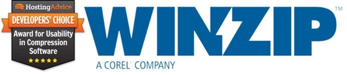 Award badge and WinZip logo Award badge and WinZip logo