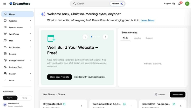 DreamHost dashboard DreamHost dashboard