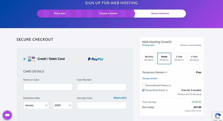 DreamHost shared hosting cart DreamHost shared hosting cart
