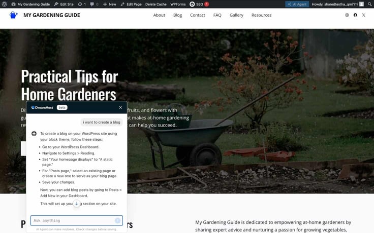 DreamHost website assistant DreamHost website assistant
