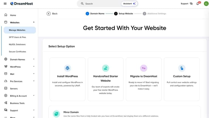 DreamHost website creation options DreamHost website creation options