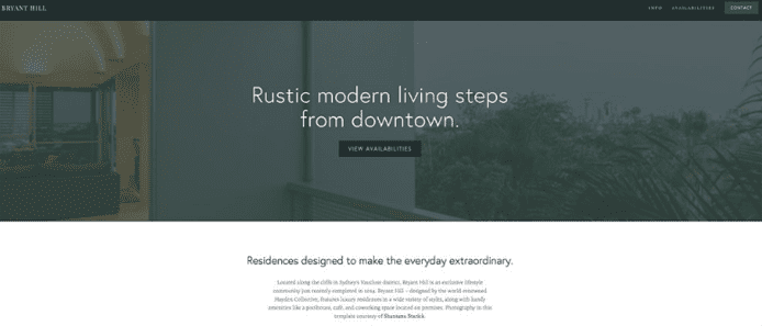 Screenshot of Squarespace's Bryant template Screenshot of Squarespace's Bryant template