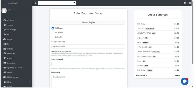 InterServer order summary InterServer order summary