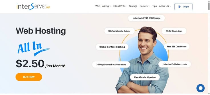 InterServer web hosting page InterServer web hosting page
