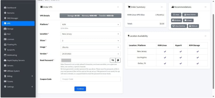 Signing up for InterServer VPS package Signing up for InterServer VPS package