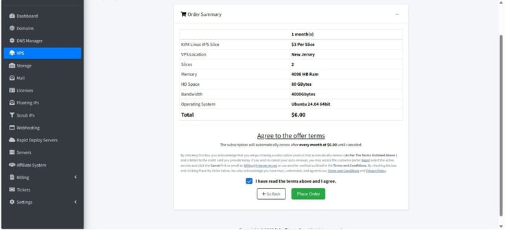 Ordering InterServer VPS Ordering InterServer VPS