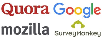 Collection of logos from Quora, Google, Mozilla, and SurveyMonkey