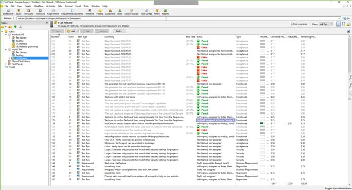 Screenshot of Helix ALM traceability
