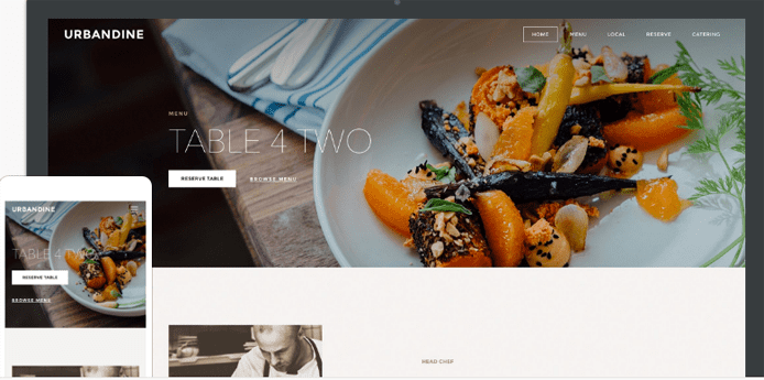Screenshot van Weebly 's Birdseye thema's Birdseye theme